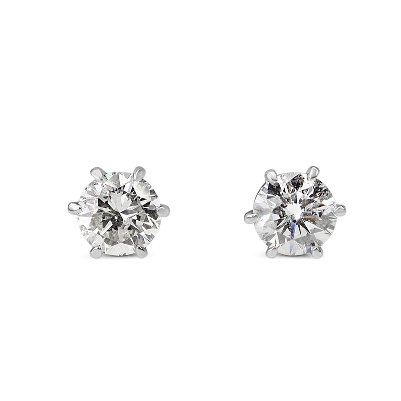 Platinum 6 Claw 1.64ct Diamond Stud Earrings