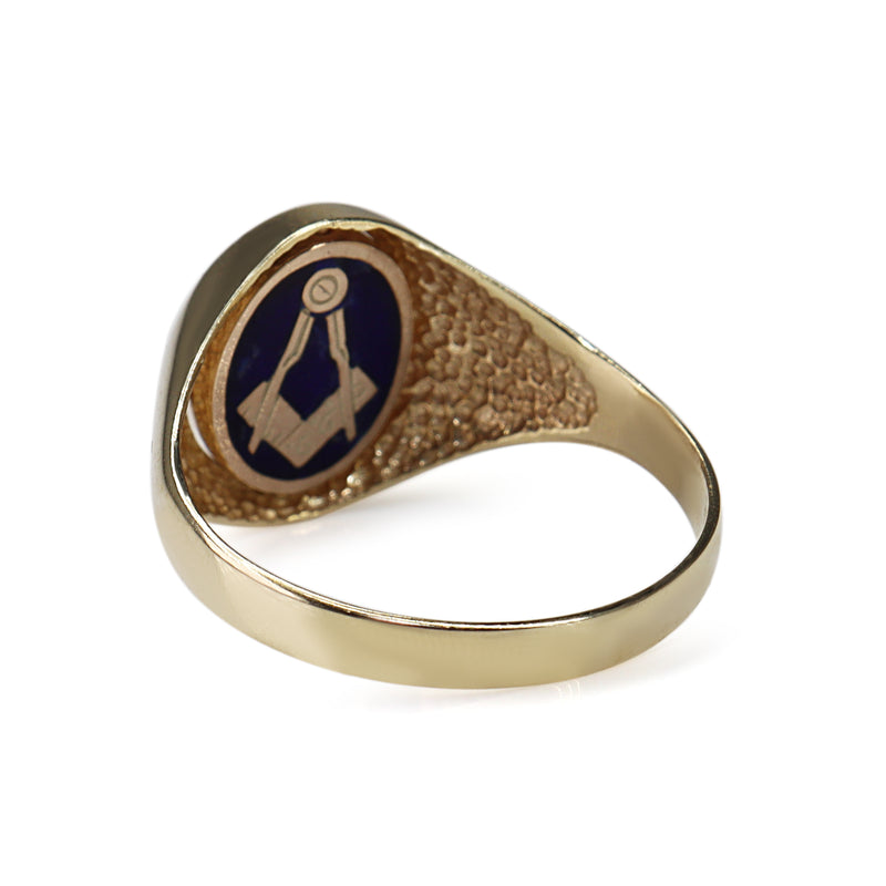9ct Yellow Gold Masonic Enamel Flip Signet Ring