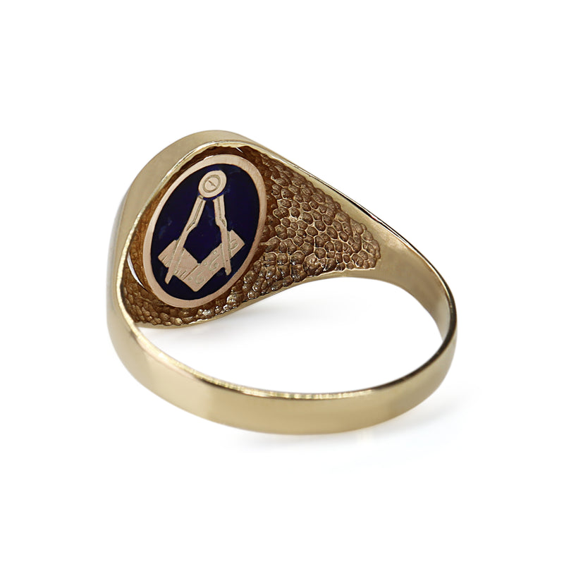 9ct Yellow Gold Masonic Enamel Flip Signet Ring