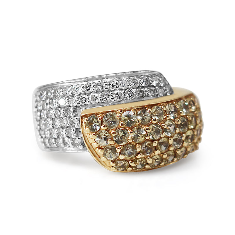 14ct Yellow and White Gold Yellow Sapphire and Diamond Ring