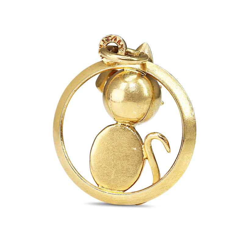 18ct Yellow Gold Cat and Opal Triplet Charm / Pendant