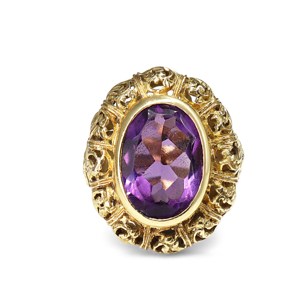 18ct Yellow Gold Amethyst Vintage Ring