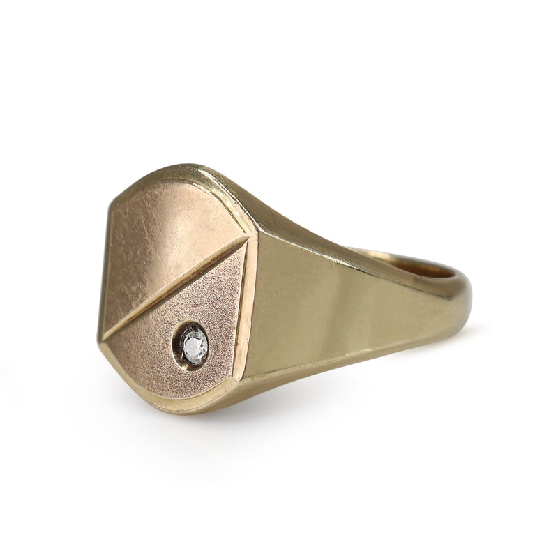 9ct Yellow Gold Vintage Diamond Signet Ring