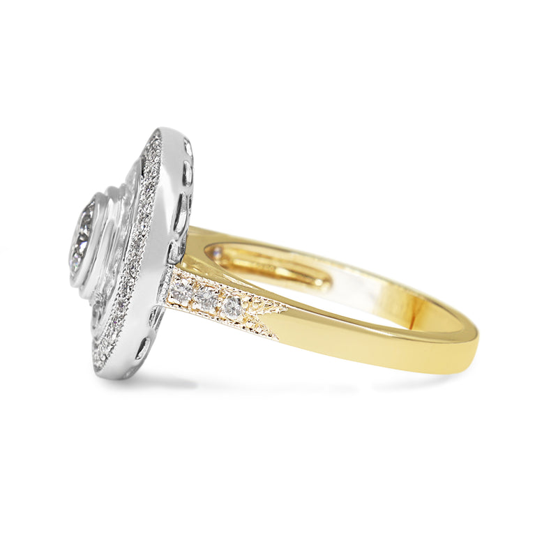 18ct Yellow and White Gold Diamond Double Halo Ring