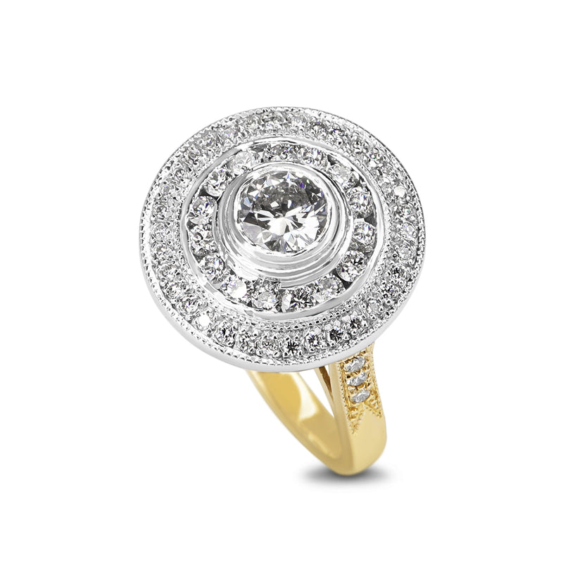 18ct Yellow and White Gold Diamond Double Halo Ring