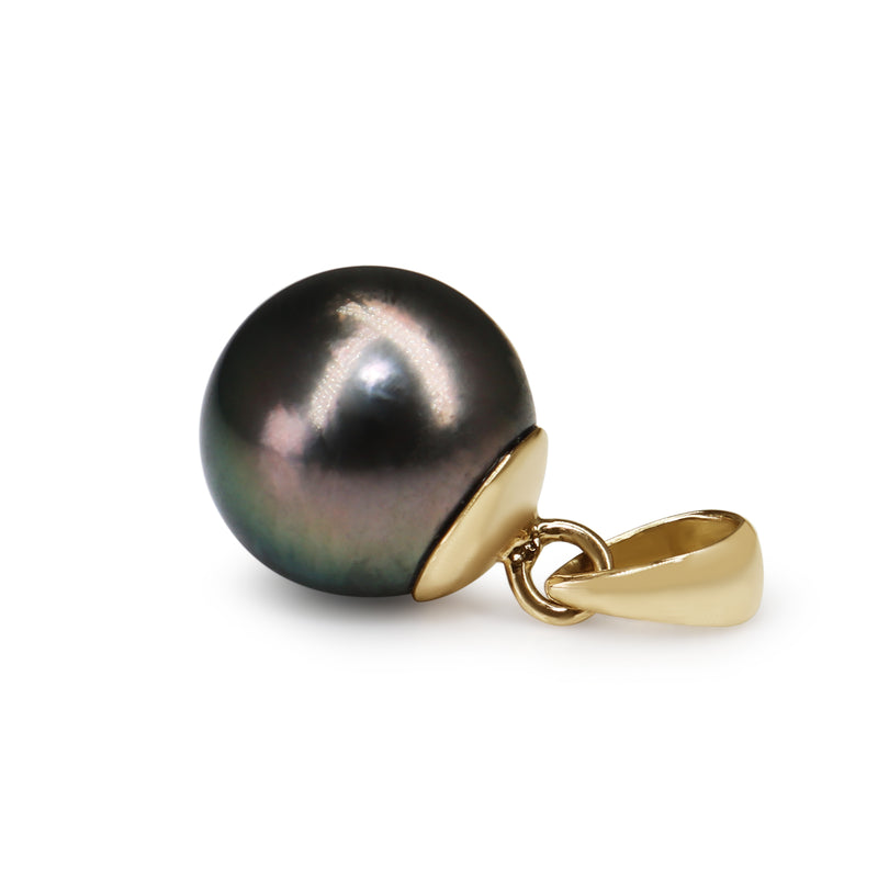 18ct Yellow Gold 12.2mm Tahitian Pearl Pendant