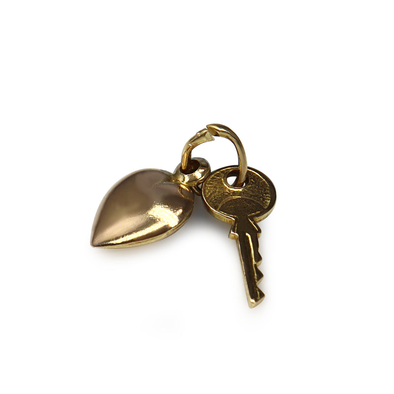 9ct Yellow Gold Heart and Key Charm / Pendant