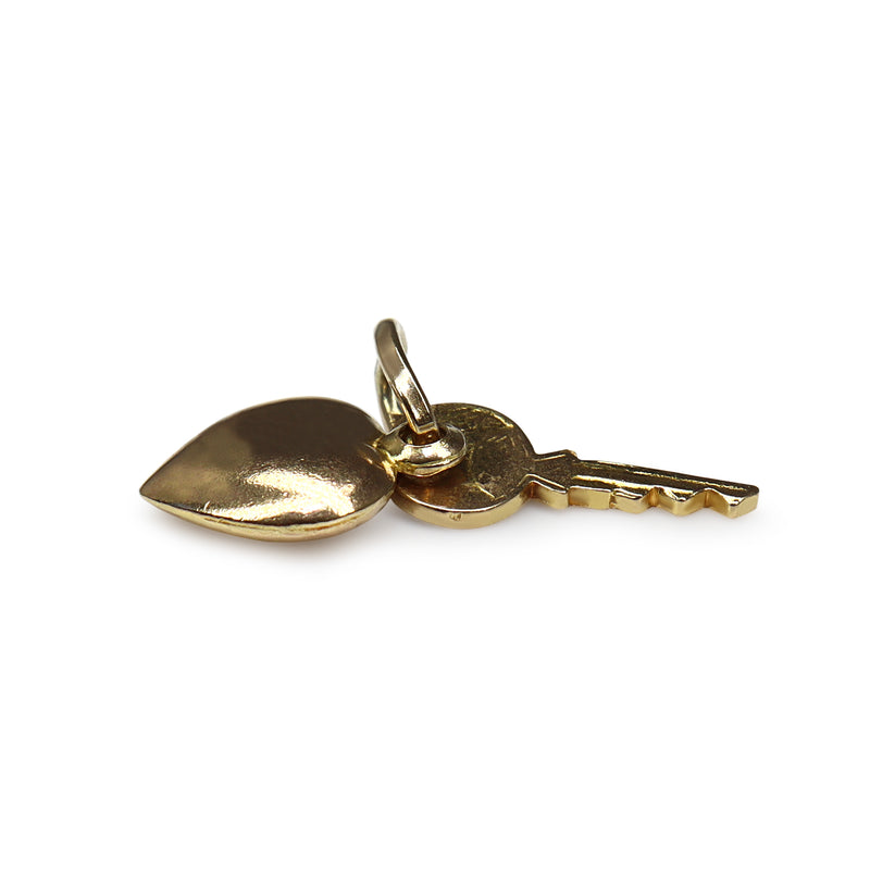 9ct Yellow Gold Heart and Key Charm / Pendant
