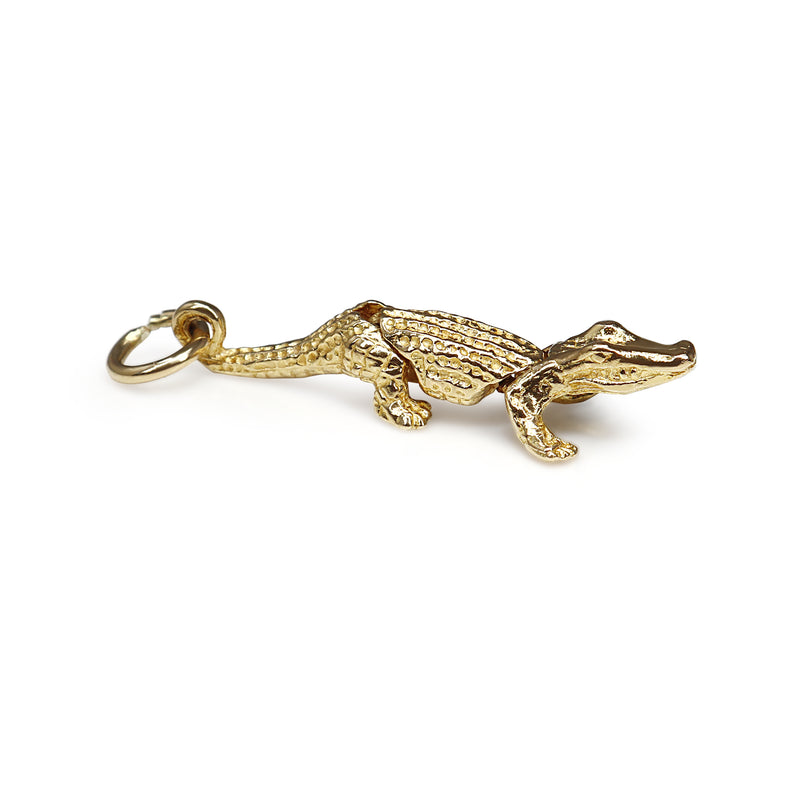9ct Yellow Gold Articulated Crocodile or Alligator Charm / Pendant