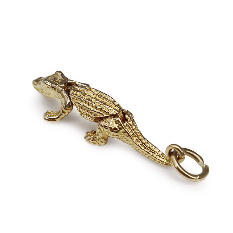 9ct Yellow Gold Articulated Crocodile or Alligator Charm / Pendant