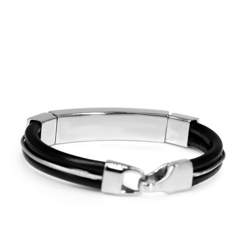 18ct White Gold Pavé Diamond and Neoprene Bracelet