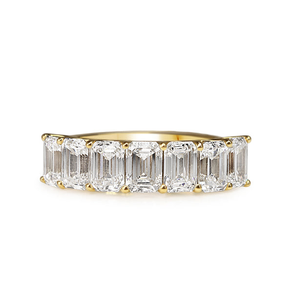 18ct Yellow Gold Emerald Cut Lab Grown Diamond 7 Stone Ring