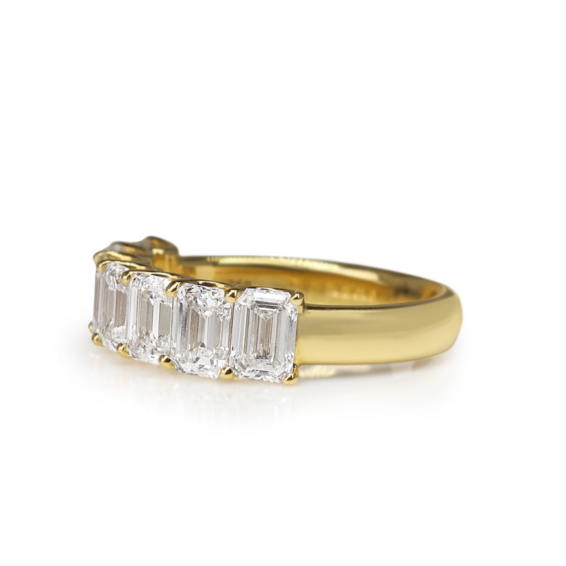 18ct Yellow Gold Emerald Cut Lab Grown Diamond 7 Stone Ring