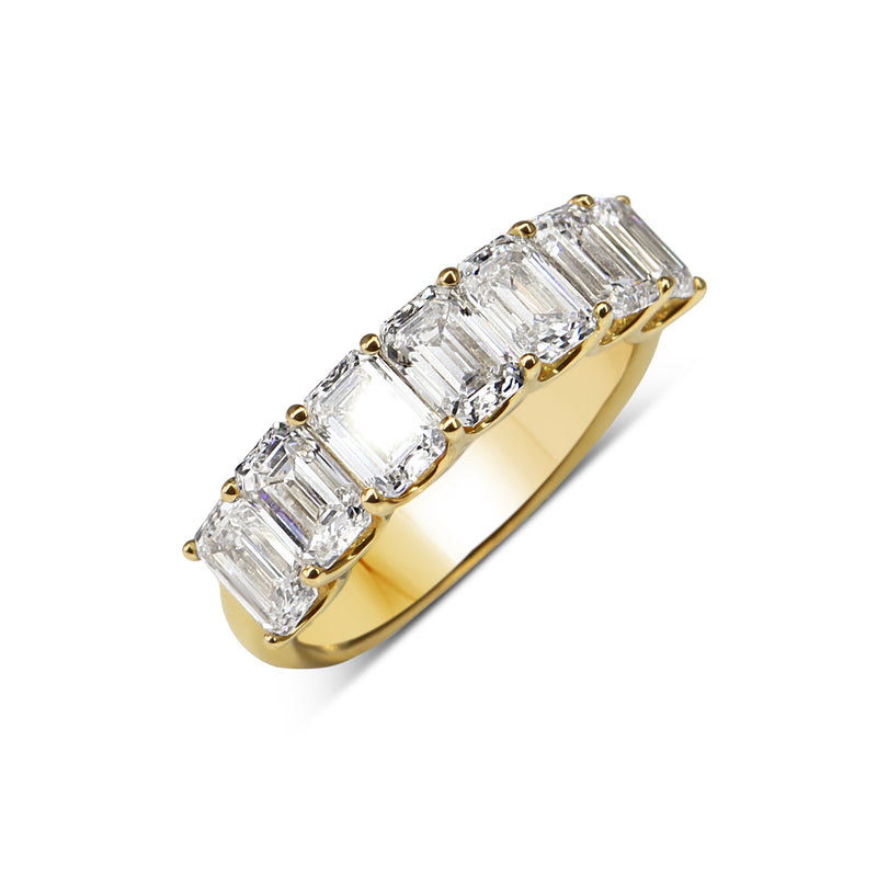 18ct Yellow Gold Emerald Cut Lab Grown Diamond 7 Stone Ring