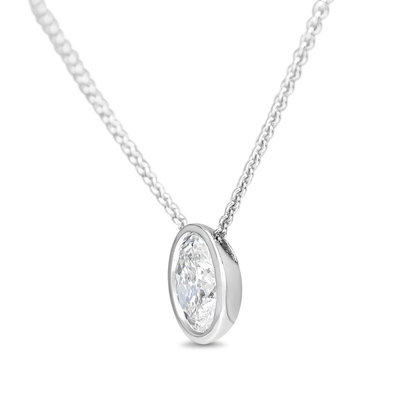 18ct White Gold Oval Bezel 1.03ct Lab Grown Diamond Necklace
