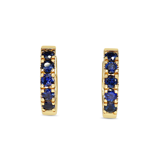 18ct Yellow Gold Sapphire Hoop Earrings
