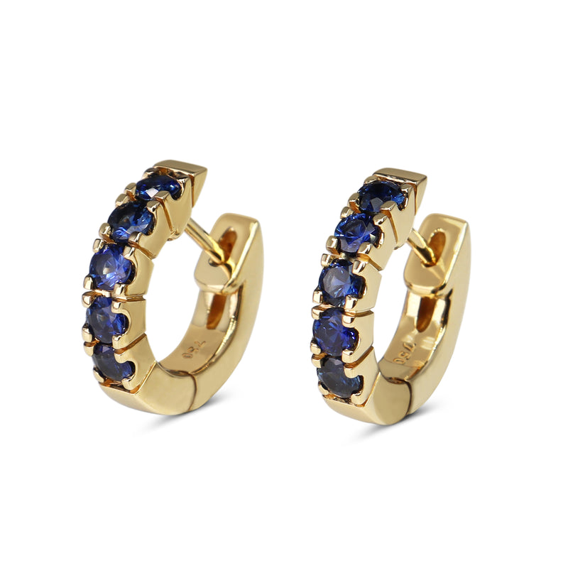 18ct Yellow Gold Sapphire Hoop Earrings