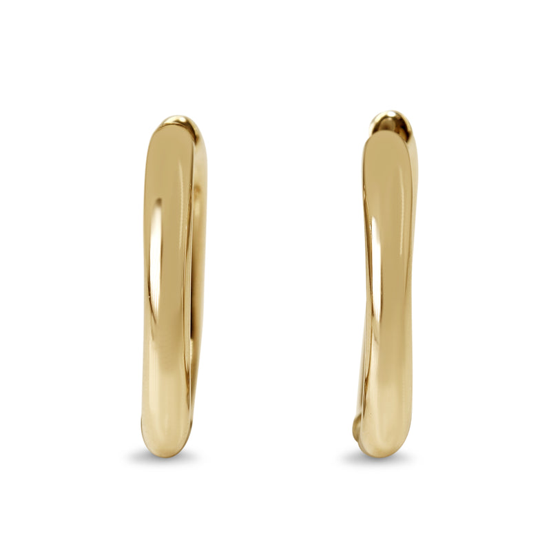 9ct Yellow Gold Pillow Shaped Hoop Earrings