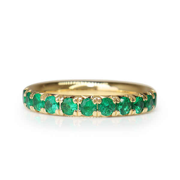 18ct Yellow Gold Claw Set Emerald Band Ring