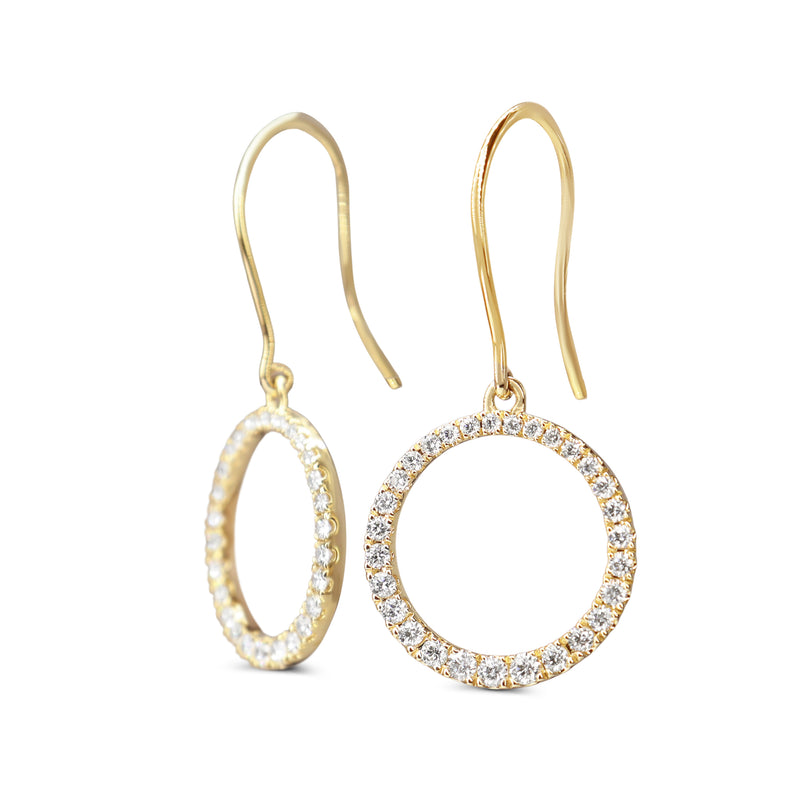 9ct Yellow Gold Graduated Diamond Circle of Life Earrings