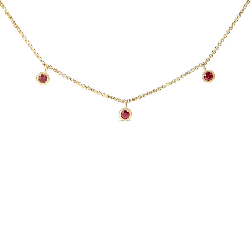 18ct Yellow Gold Ruby Bezel Necklace