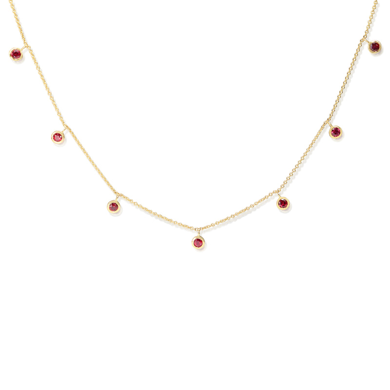 18ct Yellow Gold Ruby Bezel Necklace