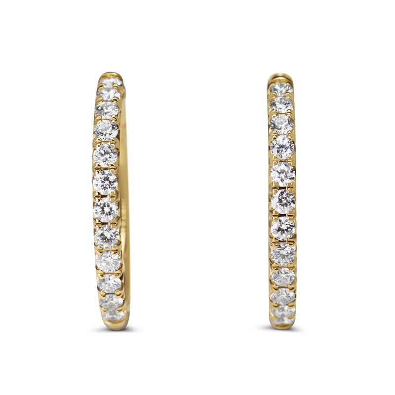 9ct Yellow Gold 1.00ct Diamond Hoop Earrings