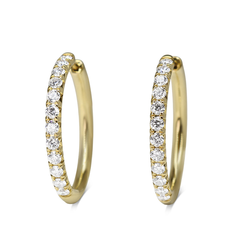 9ct Yellow Gold 1.00ct Diamond Hoop Earrings