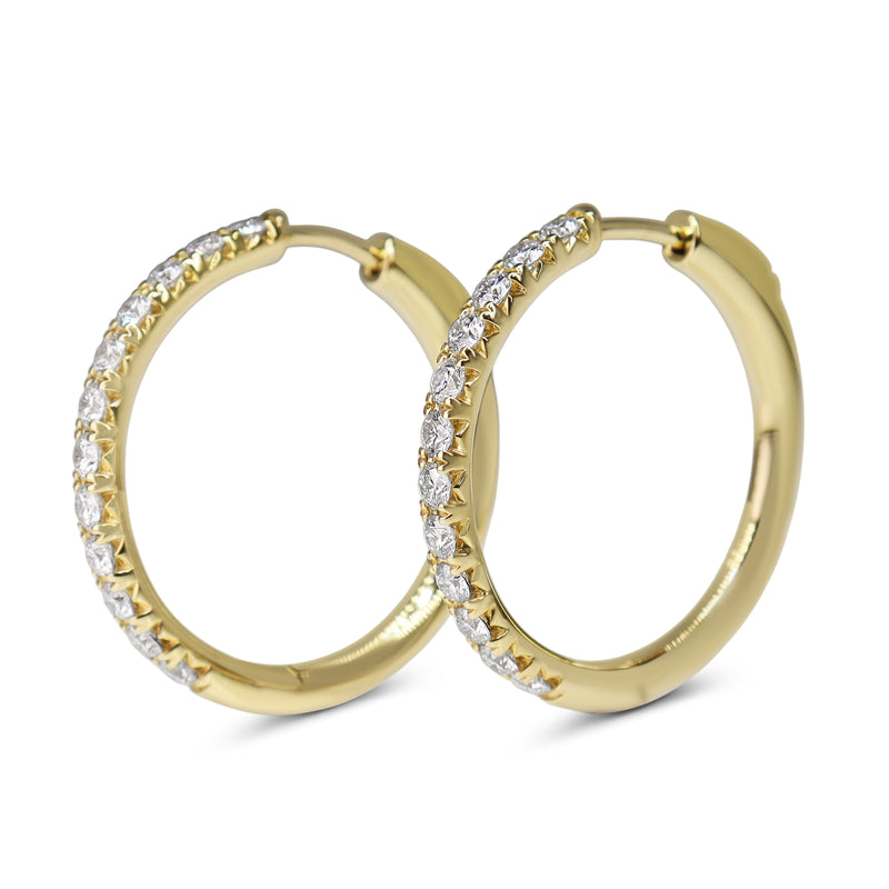 9ct Yellow Gold 1.00ct Diamond Hoop Earrings