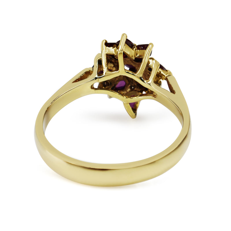 9ct Yellow Gold Tourmaline and Diamond Cluster Ring