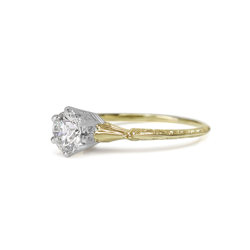 14ct Yellow and White Gold Vintage Solitaire Ring