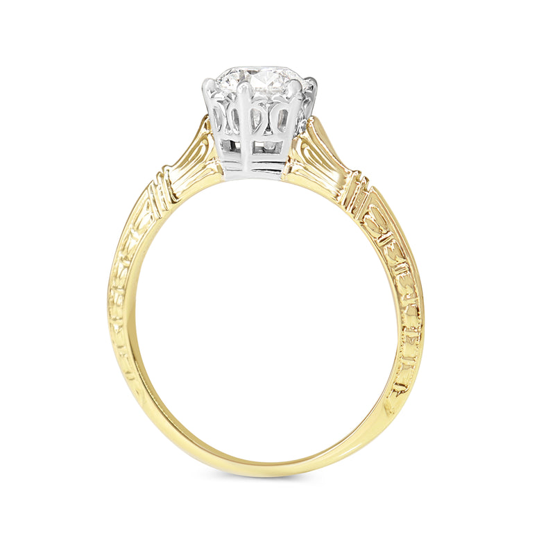 14ct Yellow and White Gold Vintage Solitaire Ring