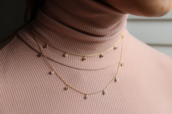 18ct Yellow Gold Sapphire Bezel Necklace