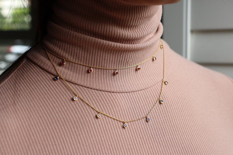 18ct Yellow Gold Ruby Bezel Necklace