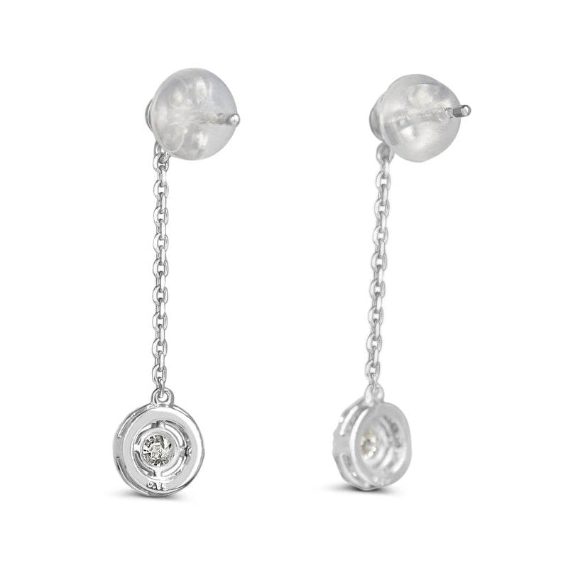 Platinum Drop Diamond Halo Earrings