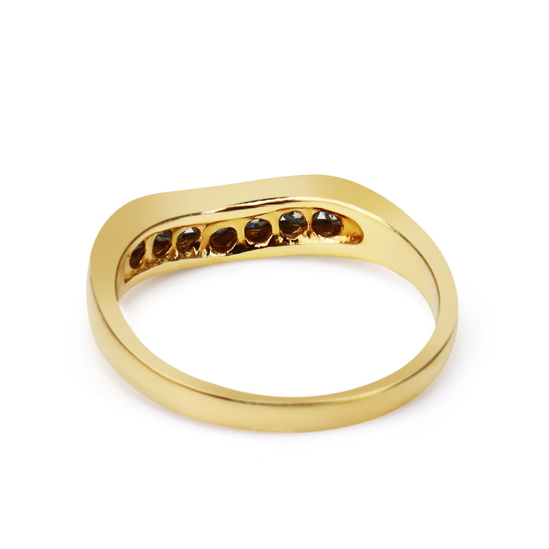 9ct Yellow Gold Curved Channel Set Diamond Band Ring