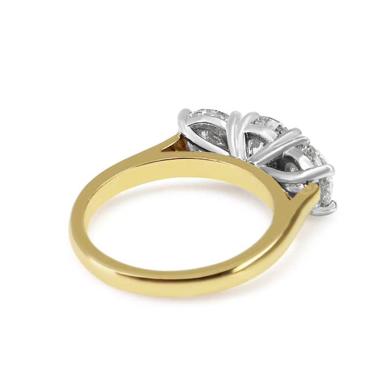 18ct Yellow and White Gold 3.06ct 3 Stone Diamond Ring