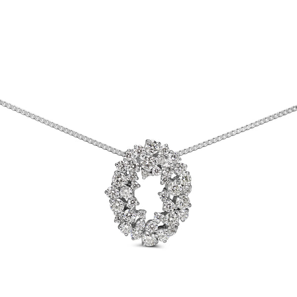 Platinum Diamond Cluster / Wreath Style Necklace