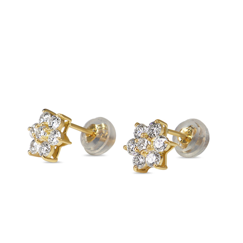 18ct Yellow Gold Diamond Cluster Stud Earrings