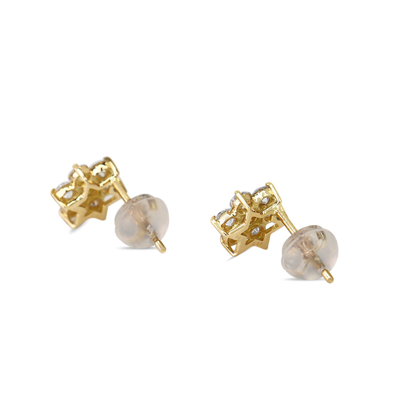 18ct Yellow Gold Diamond Cluster Stud Earrings