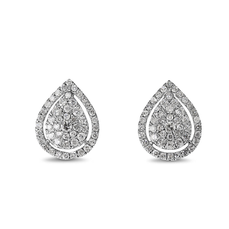 18ct White Gold Pear Shaped Diamond Cluster Earrings