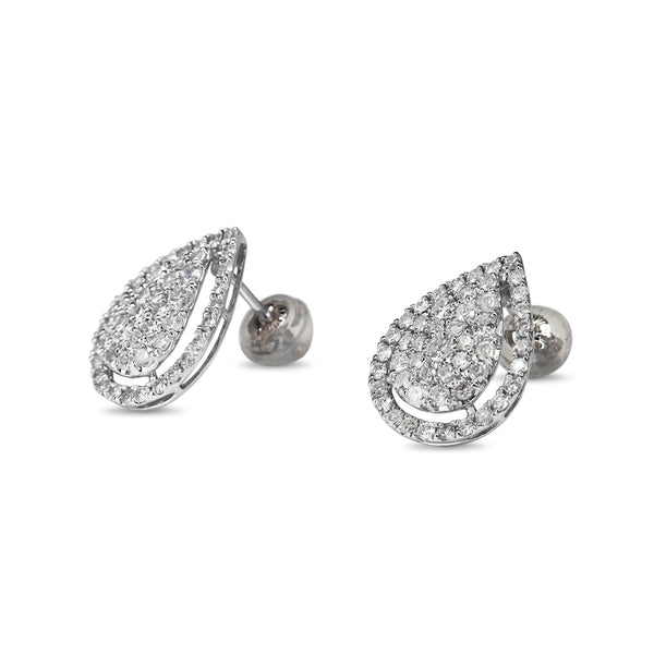 18ct White Gold Pear Shaped Diamond Cluster Earrings