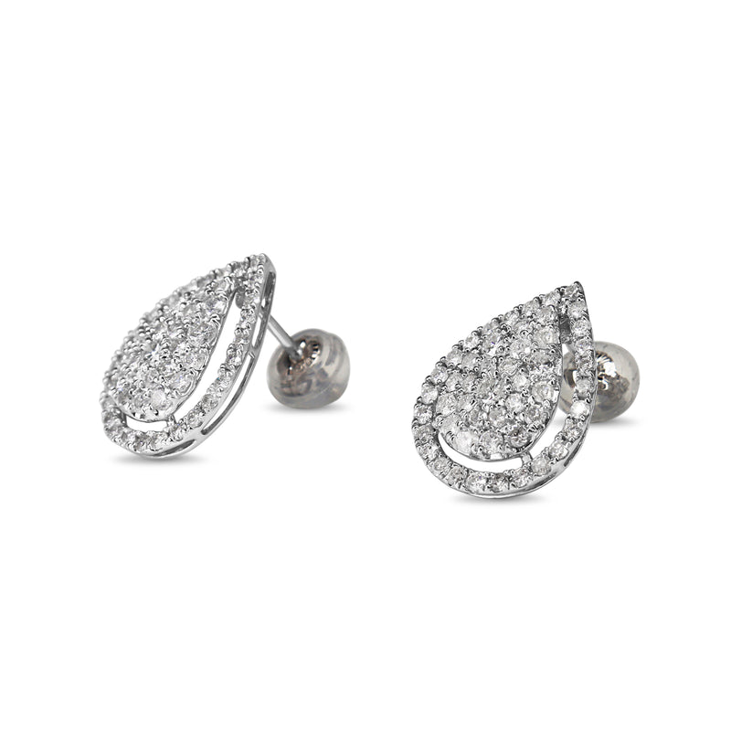 18ct White Gold Pear Shaped Diamond Cluster Earrings