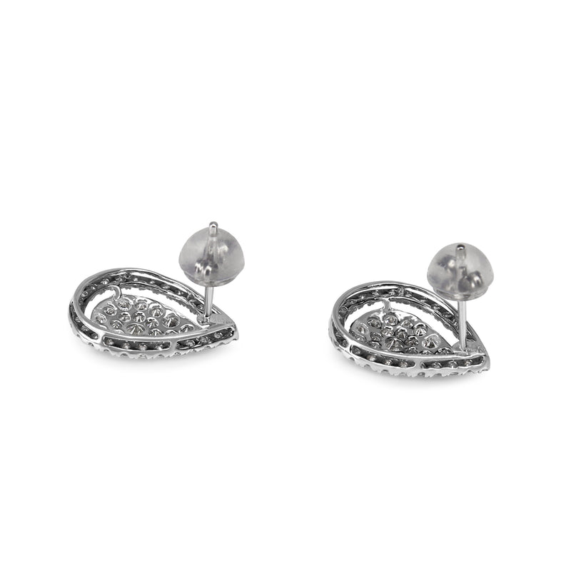 18ct White Gold Pear Shaped Diamond Cluster Earrings