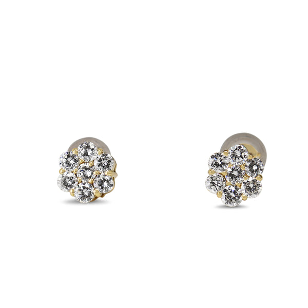 18ct Yellow Gold Diamond Cluster Stud Earrings