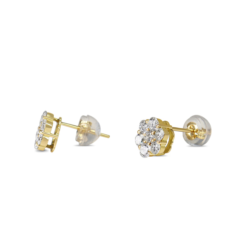 18ct Yellow Gold Diamond Cluster Stud Earrings