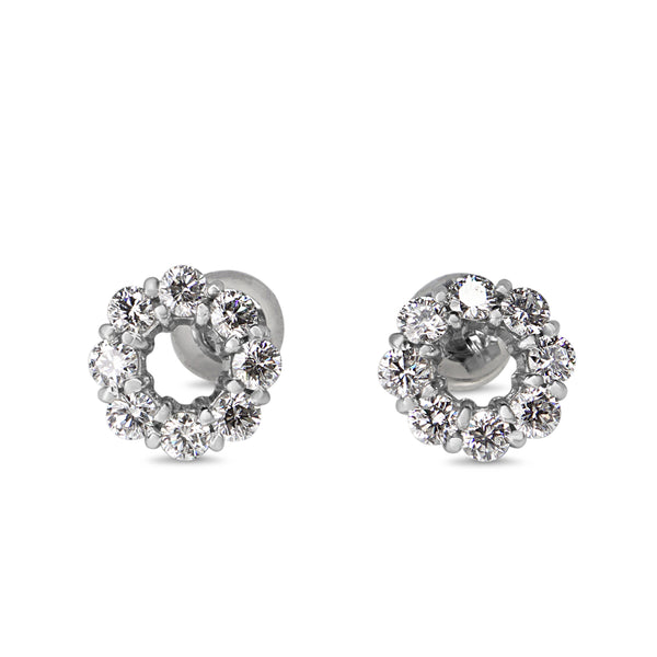 Platinum Circle Diamond Stud Earrings