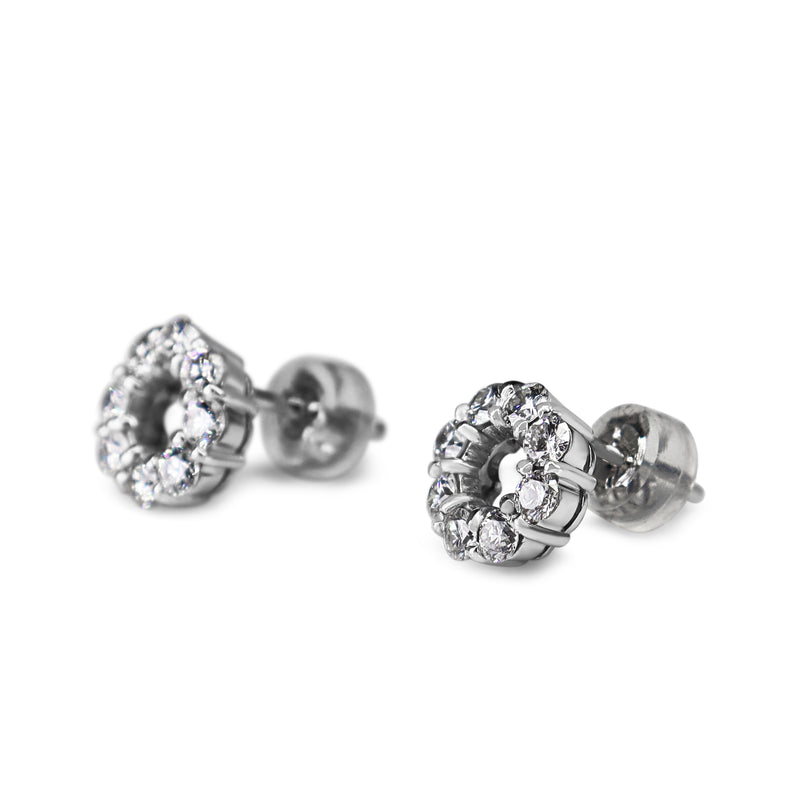 Platinum Circle Diamond Stud Earrings