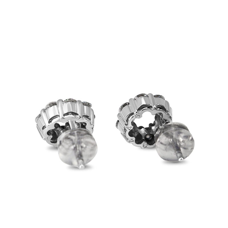 Platinum Circle Diamond Stud Earrings