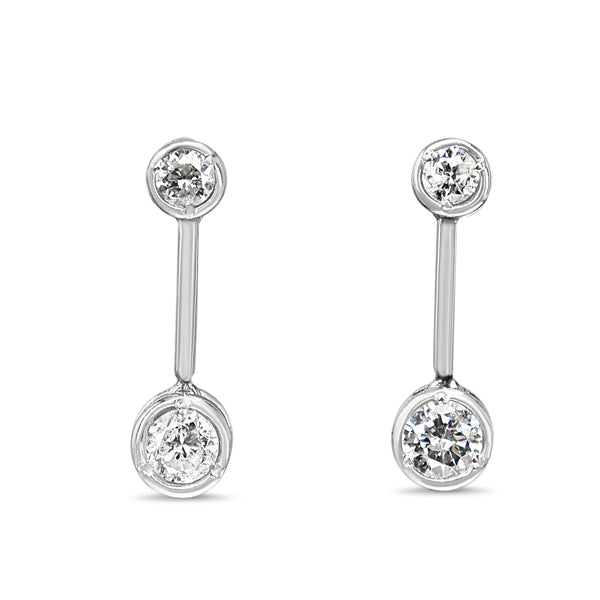Platinum Bezel Diamond Drop Earrings